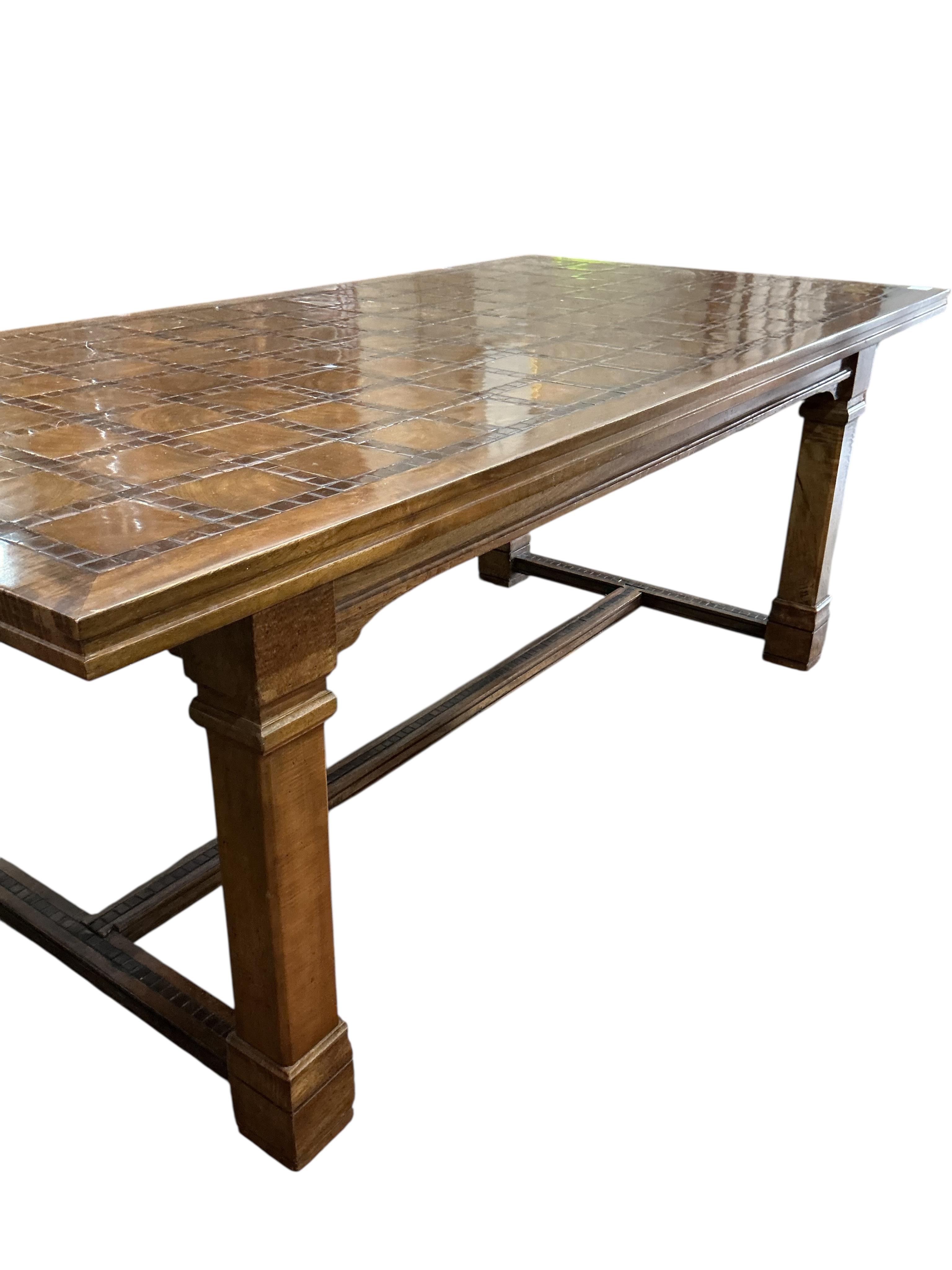 A rectangular hardwood refectory dining table, width 201cm, depth 100cm, height 76cm